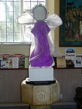 Photograph of St Helen's Angel on the Font Christmas 2017