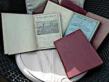 Photograph of past Parish Magazines 