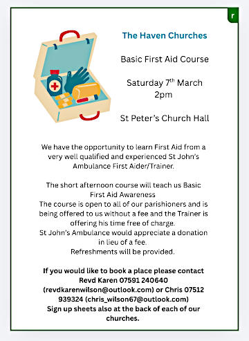 Poster for Basic First Aid Course