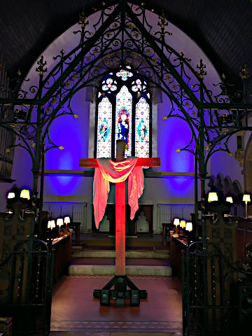 Photograph of Easter 2019 Vigil Cross at St Peter's