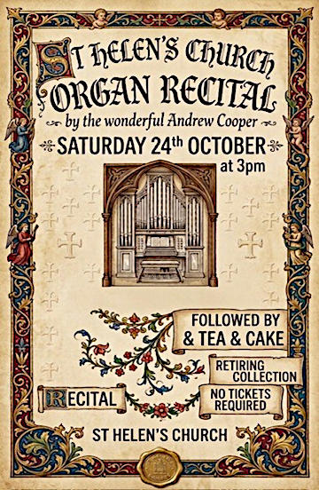 Image of Poster for Andrew Cooper Organ Recital at St Helen's